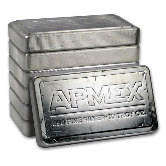 10 oz Silver Bar - APMEX (Stackable, Scruffy) 10 oz Silver Bar - APMEX (Stackable, Scruffy)
